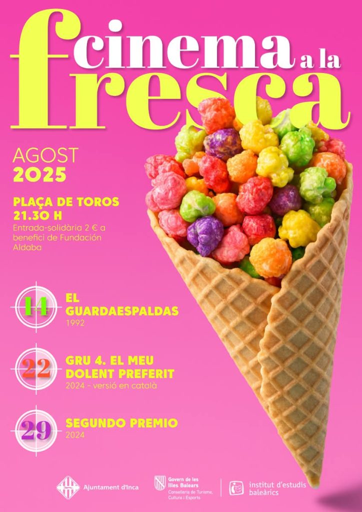 Cartel con las películas del cine de verano